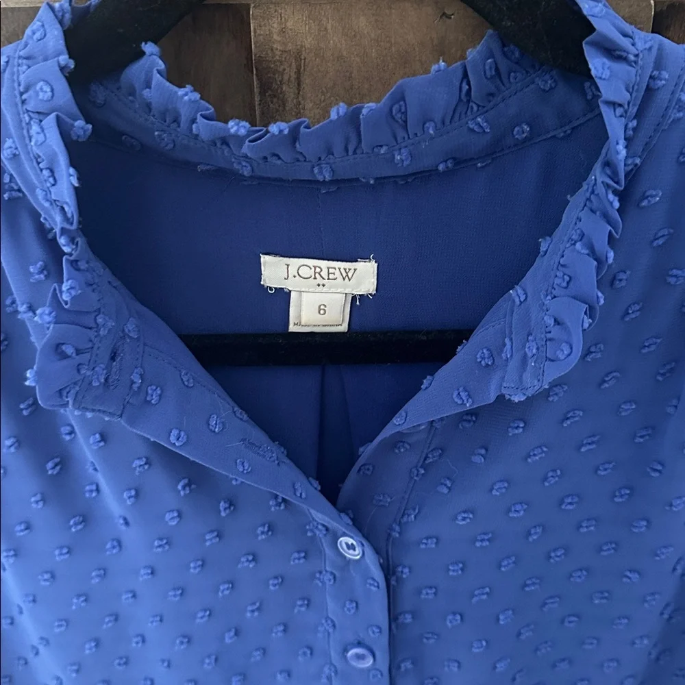 J. Crew Royal Blue Swiss Dot Sleeveless Blouse